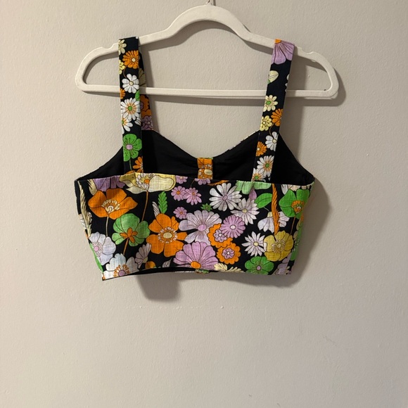 Maje Floral Crop Top - Flower Power Noir print - Medium - Picture 2 of 3